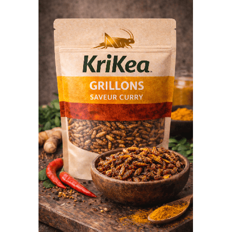 Grillons Curry 25g - Insectes Comestibles Épicés | Krikea